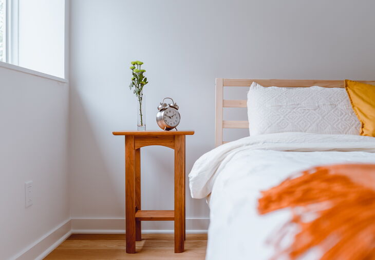 Clock on bed side table